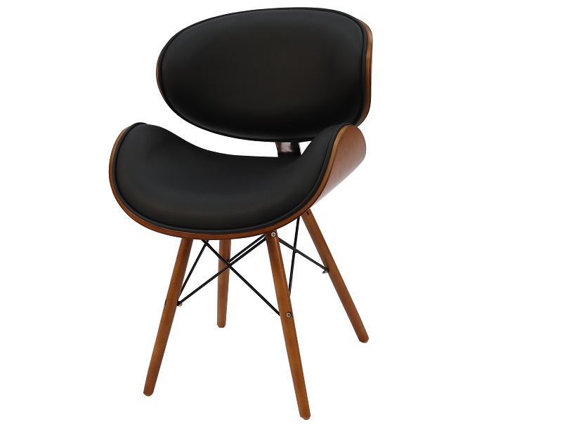 DSW Faux Leather Eiffel Dining Office Chair with Walnut Finish in a Retro Style - Image 2